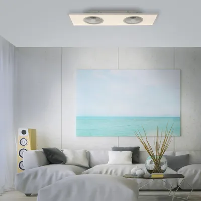 Productafbeelding van Leuchten Direkt LED-plafondlamp Flat Air, wit, 120 x 40 cm, met ventilator