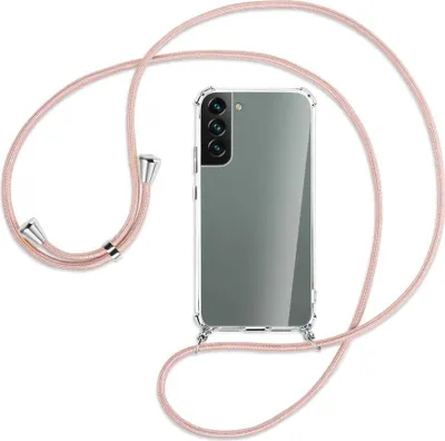 Produktbild von Handykette Backcover-Schutzhülle mit Band (Metall silberfarben) für Samsung Galaxy S22 5G (S901) - roségold