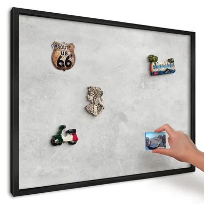Produktbild von Magnettafel 70x50 cm mit schwarzem Rahmen - Magnetische Metalltafel, Magnetpinnwand zur Wandmontage für Wohnzimmer, Küche, Flur, Kinderzimmer und Büro - Graue Eleganz