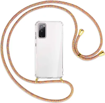 Produktbild von Handykette Backcover-Schutzhülle mit Band (Metall goldfarben) für Samsung Galaxy S20 FE / Lite - Rainbow