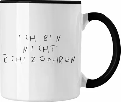 Produktbild von Trendation - Ich Bin Nicht Schizophren Creepy Tasse Geschenk Halloween (Schwarz)