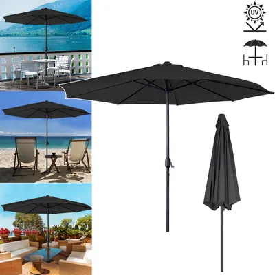 Image de LARS360 Parasol de marché 3.5m Parasol pendulaire, gris foncé, protection UV Parasol pour le jardin, la terrasse et la plage, Parasol flexible pour une couverture optimale contre le soleil