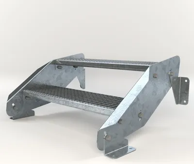 Produktbild von Stahltreppe 2 Stufen bis Höhe 44 cm, Laufbreite : 80 cm kein Geländer ST 3 (31 / 9 mm schmal)