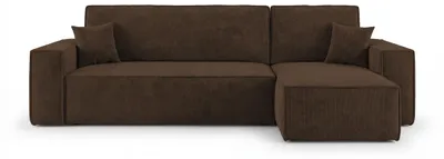Produktbild von CORNERO Ecksofa mit schlaffunktion CALIFORNIA MINI rechts braun Cord Poso 6 - Schlaffunktion, Bettkasten