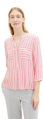 Produktbild von TOM TAILOR Damen Bluse mit Streifen & Brusttaschen, 35245 - Pink Offwhite Stripe