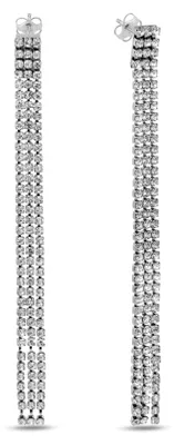 Produktbild von CO88 Collection - 8CE-70590 - oorbelhanger drie strings wit kristal - 10 cm - zilverkleurig