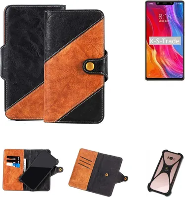 Produktbild von K-S-Trade Handyhülle Schutzhülle Bookstyle Case Wallet-Case kompatibel mit Xiaomi Mi 8 SE Handy Cover Bumper Klapphülle schwarz hellbraun 1x