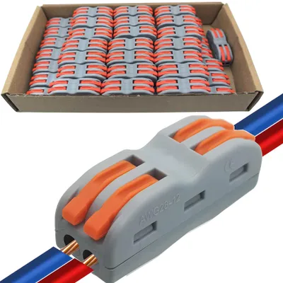 Steckverbinder 2-fach, 50 Stück, 0,1–2,5 mm², 28–12 AWG, 250 V/600 V