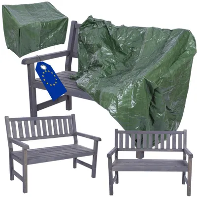 Produktbild von MODO24 Gartenbank Holz, 2-Sitzer, Schutzhülle PVC, Friesenbank, Parkbank, Massivholz, 90x117x70 cm, Grau Imprägniert, MIRA