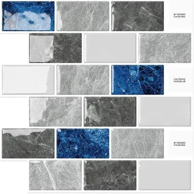 Produktbild von PromoHome® 10 Stück selbstklebende Wandfliesen - Blauer 3D Ziegelstein-Look - 30,5x30,5 cm