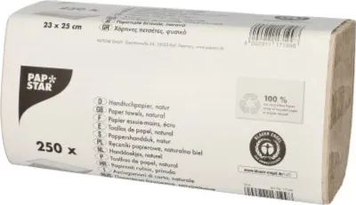Produktbild von 250 Blatt Handtuchpapier V-Falz 23 cm x 25 cm natur Zick Zack, 1-lagig