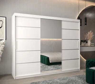 Obrázek produktu pro Šatní zrcadlová skříň ADELA - 250 cm, bílá