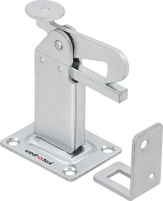 Produktbild von Türstopper zur Bodenmontage – silber – Türstopperhalterung – Schließwinkelpuffer – Stahl – robust – massiv – 97 mm – hochwertiger Türstopper für den Außenbereich