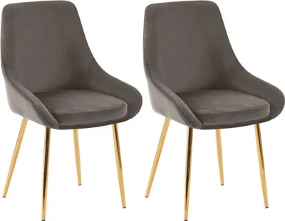 Immagine prodotto di Set di 2 sedie da pranzo - sedie in velluto - lussuosa comodità di seduta - metallo color antracite e oro
