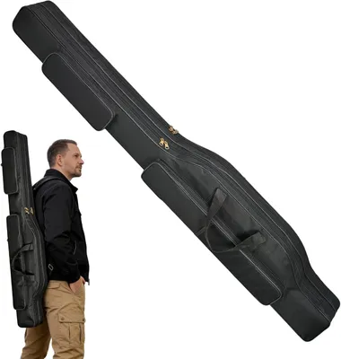 Produktbild von Angeltasche, Angeltasche, 150 cm, faltbare Angeltasche, 3 Schichten Angelwerkzeug-Aufbewahrungstasche, Angelzubehör-Tasche für Ruten, Kescher und Rute