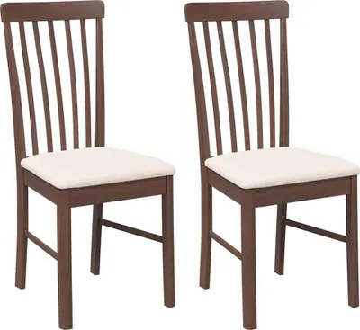 Image de Chaises de salle à manger avec coussins 2 pcs. Marron Bois massif Hévéa