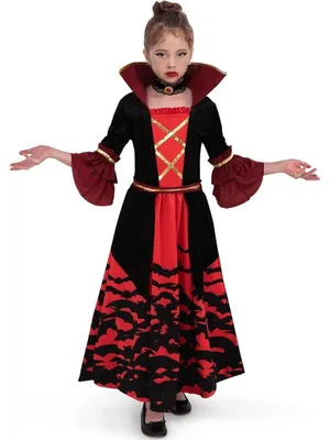 Productafbeelding van Vampierkostuum voor meisjes, Halloween, rood/zwart, maat X-Large (12-14 jaar)