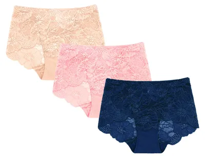 Produktbild von Spitzen-Slips Verführerisch Durchscheinend 3er-Set Mittlere Taille L
