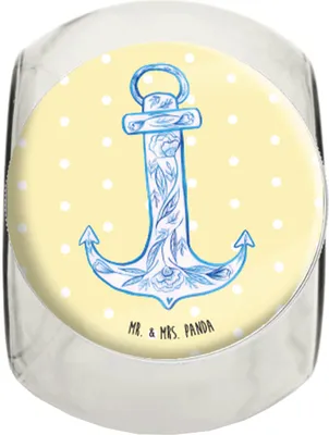 Produktbild von Mr. & Mrs. Panda Teedose Anker Blau L 870ml - Gelb Pastell - Geschenk, Tiermotive, Frischhaltedose, Aufbewahrungsdose, Kaffeedose, keksdose glas, Vorratsbehälter