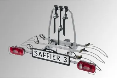 Produktbild von Eufab SAFFIER 3 Fahrradträger für 3 Fahrräder, Anhängerkupplung, abklappbar, 60 kg Nutzlast
