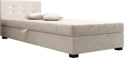 Produktbild von AURA SOFA Boxspringbett NEMO 80x195 Komplett-Set mit Bonell Matratze, Polsterbett mit Bettkästen - Hellbeige, MONOLITH 02