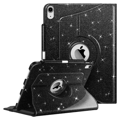 Produktbild von Fintie Hülle für iPad 11 Generation 11 Zoll 2025 (A16), iPad 10 Generation 10.9 Zoll 2022 mit Pencil Halter - Schutzhülle Cover mit 360 Grad drehbarem Ständer und Auto Schlaf/Wach, Glitzer Schwarz