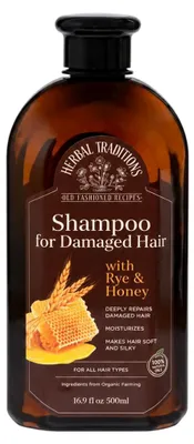 Obrázok produktu pre Šampón na poškodené vlasy s ražou a medom – 500 ml – Herbal Traditions