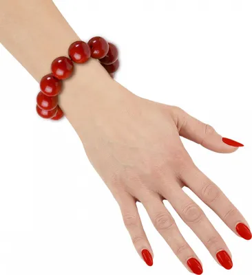 Produktbild von 70er Jahre Armband mit großen Perlen Rot