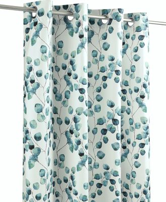 LANDKING® Ösenschal, Gardine, Vorhang, Dekoschal, Eukalyptus, Blickdicht, 8 Ösen, 140 x 245 cm, Landhaus, Romantik, Polyester, Farbe grün
