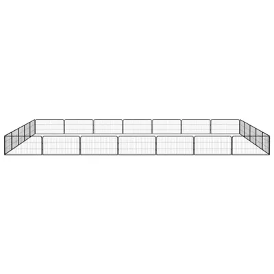 Image de vidaXL 24 pcs. parc à chien noir 100x50cm acier revêtu par poudre