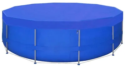 Obrázek produktu pro Kryt na bazén, vhodný pro bazény do 500 cm, vodotěsná konstrukce, odolný materiál PE, tmavě modrá barva, včetně odvodňovacích otvorů