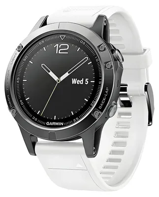 Produktbild von Silikonarmband für Garmin QuickFit 22 mm, Bizon Strap Watch Silicone Plus, Weiß