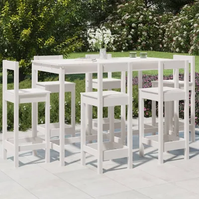 Produktbild von ZMH 7-tlg. Gartenbar-Set Weiß Massivholz Kiefer
