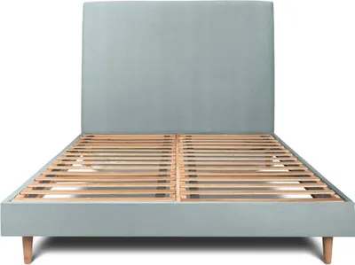 Productafbeelding van Bed met gestoffeerd hoofdeinde – fluweelstof - 160 x 200 cm