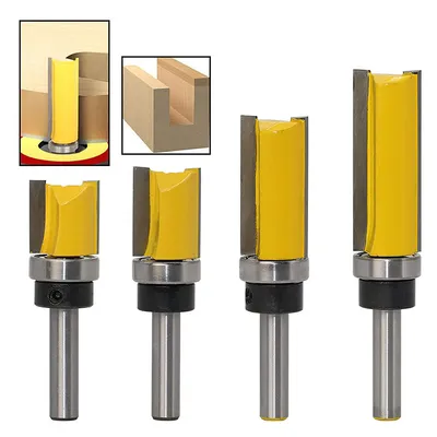 Produktbild von Gerade Nutfräser mit Kugellager – 4-teiliges Set, 6mm Schaft, geeignet für Fräsen, Kantenbearbeitung und Gravurarbeiten