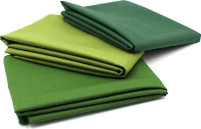 Zdjęcie produktu dla Zestaw 3 sztuk bawełnianej tkaniny popelinowej, kolor zielony, 1 opakowanie, jednolita, 100% bawełna, certyfikat Oeko-Tex 100, do szycia patchworku
