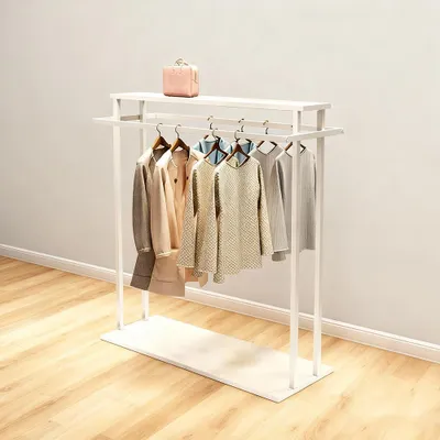 Produktbild von Kleiderständer, gewerblicher Kleiderständer, Doppelreihiger Kleiderständer, freistehender Kleiderständer, weißer Kleiderständer 120*50*150CM【YJ-C1214】