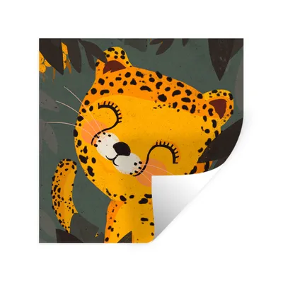 Produktbild von MuchoWow® Wandtattoo Wandsticker Wandaufkleber Gepard - Tiere - Dschungel - Kinder 30x30 cm Selbstklebend und Repositionierbar - Repositionierbar - Wasser abweisend