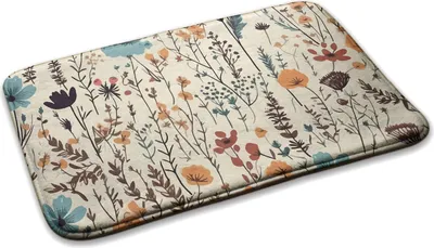 Produktbild von Teppich Wohnzimmer Schlafzimmer Modern - 90 cm x 60 cm - Blumen Und Blätter