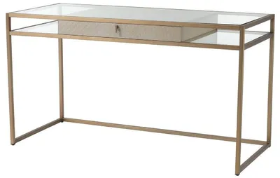 Produktbild von Casa Padrino Luxus Schreibtisch Creme / Messing 135 x 60 x H. 75,5 cm - Bürotisch mit Schublade - Luxus Büromöbel - Luxus Qualität