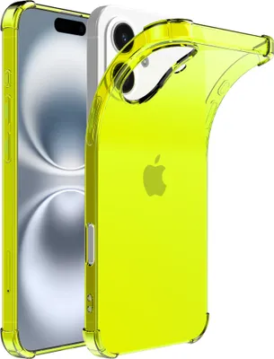 Produktbild von Smartphonica Handyhülle Geeignet für iPhone 16  Transparente stoßfeste Silikonhülle mit Stoßkante - stoßfeste Rückseite  Schutzhülle - Neongelb