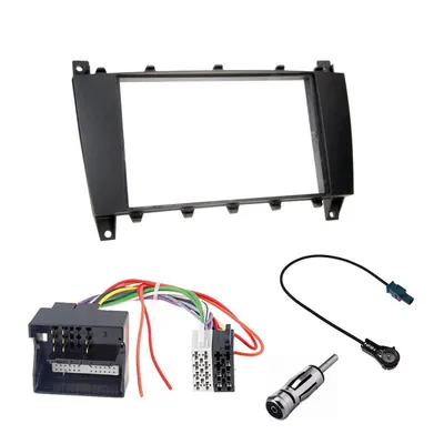 Produktbild von Audioproject A303-10 - Autoradio Radioblende Doppel-DIN für Mercedes Benz C-Klasse W203 S203 CL203 CLC 2004 - 2007 Radioadapter Antennenadapter Einbaurahmen 2-DIN schwarz