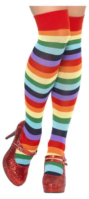 Produktbild von Smiffys Bunt Gestreifte Damen Kniestrümpfe für Clown Kostüm, Karneval & Fasching
