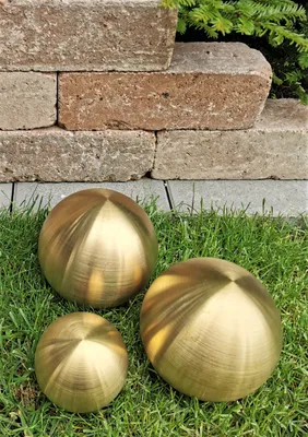 Produktbild von 3er Set Dekorationskugel 15-15-10 cm aus Edelstahl gold matt gebürstet Dekokugel