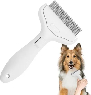 Produktbild von Tierkamm - Faltbürste Katze Hund - Faltpflege - Edelstahl Zahn - 18 x 9 x 51 cm - Grau