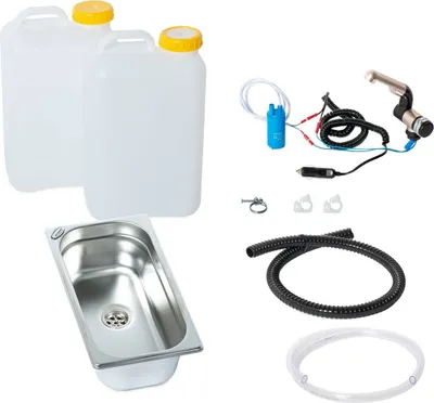 Produktbild von 12V Camping Spüle Bausatz Waschbecken Spülbecken 325x176x100mm 19 Liter Vito T5