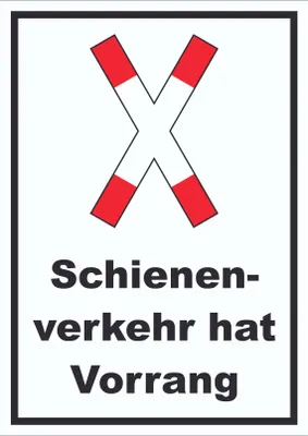 Produktbild von Schild Vorrang Schienenverkehr A4 Rückseite selbstklebend