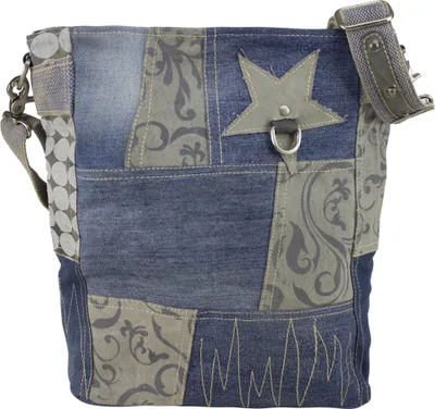 Produktbild von Sunsa Damen/Herren Umhängetasche große Schultertasche Handtasche aus Canvas & Jeans blau