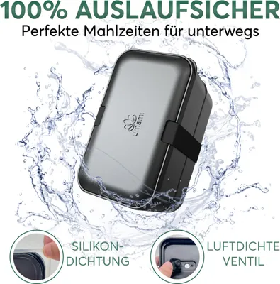 Produktbild von Umami Lunchbox Erwachsene, Bento Box, auslaufsicher, Onyx Schwarz, 900 ml