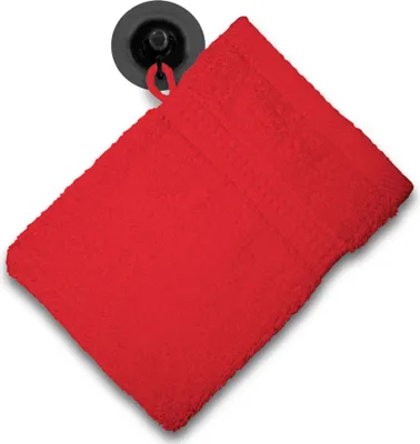 Produktbild von Waschhandschuh Waschlappen rot 16x21 cm Frottee 100% Baumwolle Frottierware